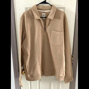 Amazon Essentials Men's Long-Sleeve Quarter-Zip Collared Tan Sweatshirt NWT